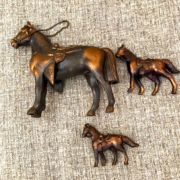 Treasure Craft Other - 🎁Western Horses Metal Brass/Copper Overlay 3 sizes Vintage Perfect Condition 🐴